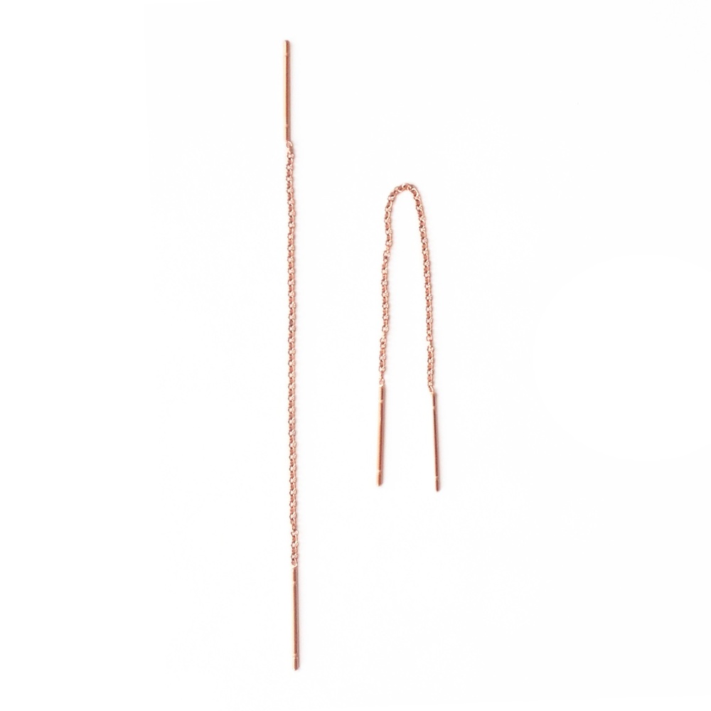 Earrings Threader Cable Chain Rose Gold